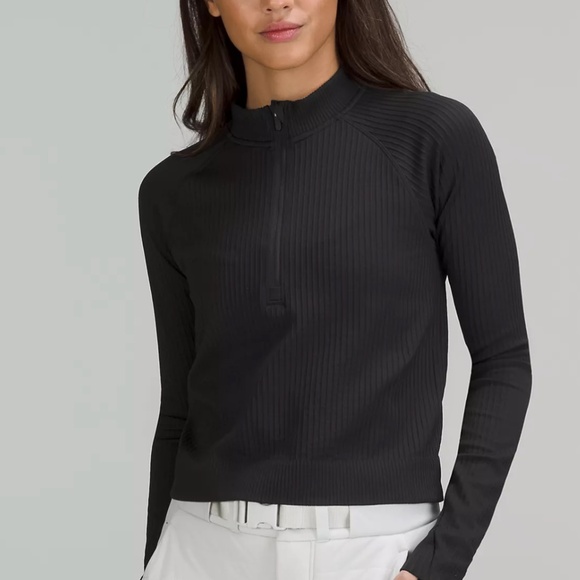 lululemon athletica Sweaters - lululemon rest less cropped half zip black size 4/6 comfy casual